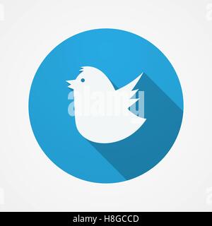Bird social web or internet button. Blue Fat Bird icon. Stock Vector