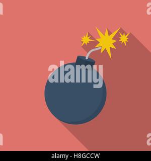 Icon of Bomb with sparkles. Flat style Stock Vector