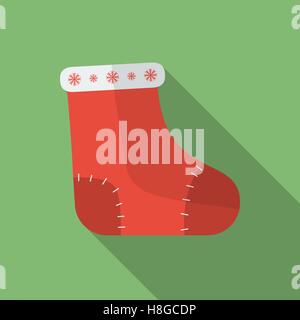 Christmas Sock Flat icon Stock Vector