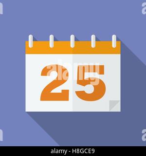 Icon of Christmas Day Calendar. 25 December. Flat style Stock Vector