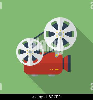 Icon of Film Projector. Cinema Projector. Flat style Stock Vector