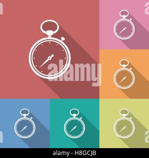 Stopwatch in flat style isolated on white background vector ...