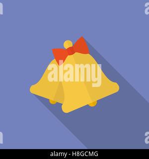 Icon of bells with a bow. Flat style Stock Vector
