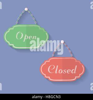 Signs of Open and Closed. Open, closed icons Stock Vector