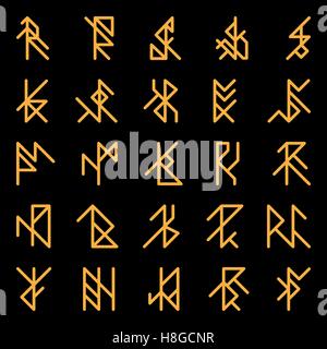 Set of abstract ancient runes Stock Vector