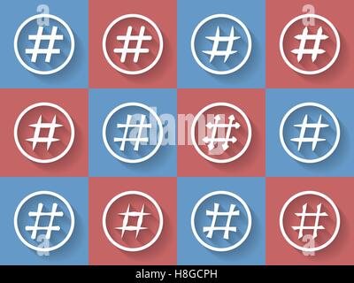 Icon Set of hashtags. Hashtag Symbols Stock Vector