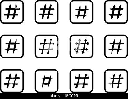 Icon Set of hashtags. Hashtag Symbols Stock Vector