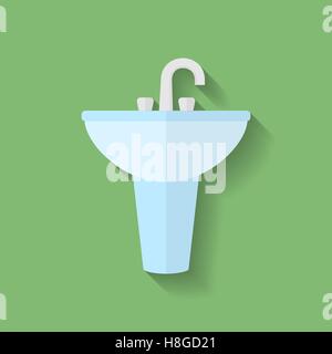 Icon of Sink. Flat style. Vector illustration Stock Vector