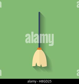 Icon of Mop or Broom. Flat style. Vector illustration Stock Vector