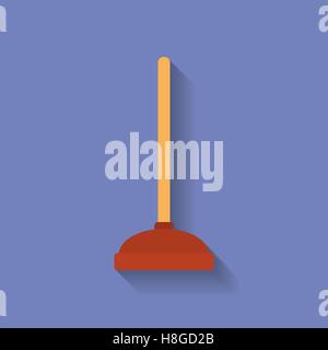 Icon of Toilet plunger. Flat style. Vector illustration Stock Vector