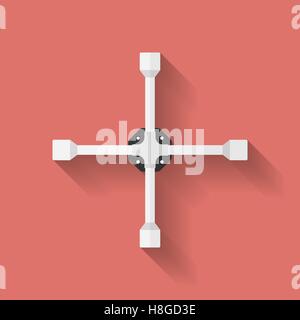 Wheel wrench or lug wrench icon. Flat style Stock Vector