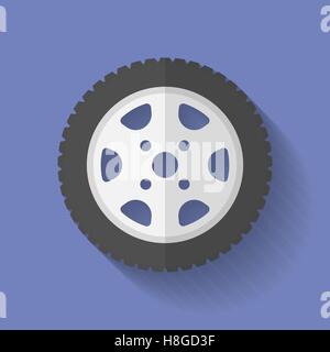 Car wheel icon. Flat style Stock Vector