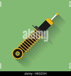 Icon of Car shock absorber with spring. Flat style Stock Vector