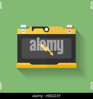 Icon of car accumulator, battery. Flat style Stock Vector