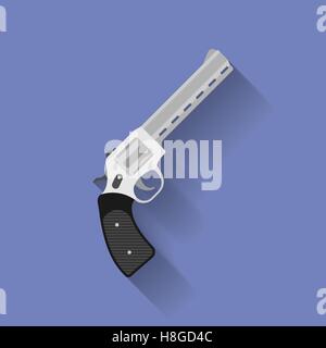 Icon of revolver pistol, gun. Flat style Stock Vector
