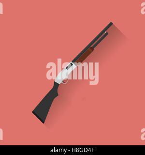 Icon of police, cop rifle, shot gun. Flat style Stock Vector