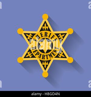 Icon of Police, Sheriff badge. Flat style Stock Vector