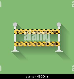 Icon of police barrier, line, danger tape. Flat style Stock Vector