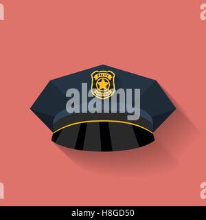 Icon of Police hat, cop hat. Flat style Stock Vector