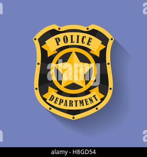 Icon of Police, Sheriff badge. Flat style Stock Vector