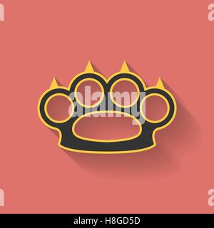 Icon of brass knuckles or knuckle duster. Flat style Stock Vector
