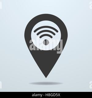 Map pointer with a wifi symbol Stock Vector