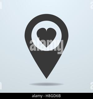 Map pointer with a heart symbol Stock Vector