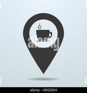 Map pointer with a cup Stock Vector