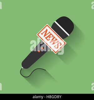 Icon of Microphone Press or News microphone. Flat style Stock Vector