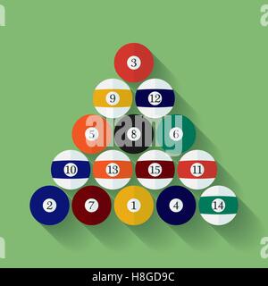 Icon of poll or billiard balls. Flat style Stock Vector