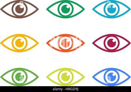 Icon of eye. Colorful set. Stock Vector