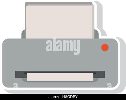 printer machine with paper icon over white background. vector illustration Stock Vector