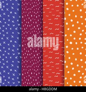 Set of Repeating doodle background. Vector hand drawn seamless patterns Stock Vector