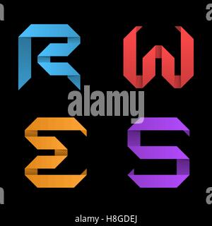 Logo templates of letters.  Letters R,W,E,S. Ribbon style Stock Vector
