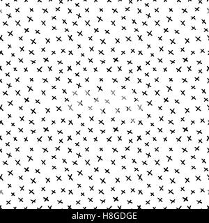 Abstract Doodled seamless pattern from crosses Stock Vector