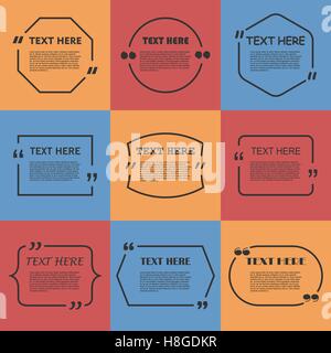 Icon Set of Quotation. Speech Bubble templates with quote sign, symbol Stock Vector