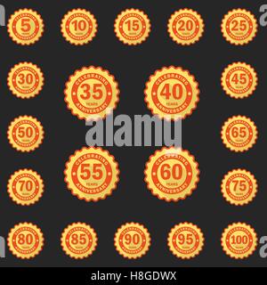 Set of Anniversary emblems, logo templates. Flat style icon set Stock Vector