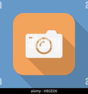 Photo camera flat icon. Symbol or sign of camera Stock Vector