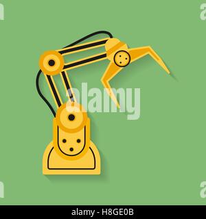 Icon of Industrial manipulator or mechanical robot arm. Flat style Stock Vector