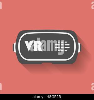 Virtual reality headset. Gaming cyber technologies. VR technology glasses flat icon. Stock Vector