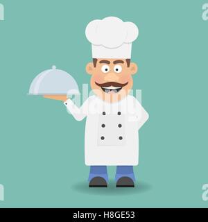 Smiling Chef, Cook or Kitchener. Cartoon character. Flat icon Stock Vector