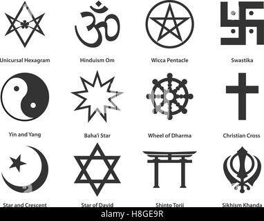 Icon set of world Religious symbols. Vector illustration Stock Vector