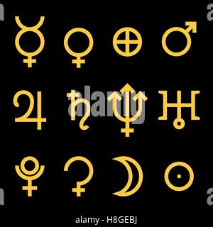 Zodiac and astrology symbols of the planets. Vector illustration Stock Vector