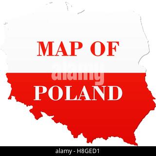 Map of Poland with national flag. Vector illustration Stock Vector