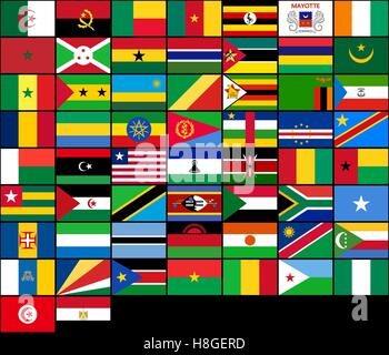 Set of flags of African countries. Vector flags of Africa Stock Vector