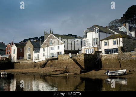 Fowey, small town on the south Cornish Coast Cornwall England UK Old Quay House Hotel River Fowey Stock Photo