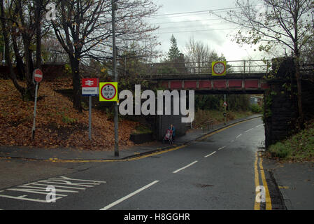 mum and pram Drumchapel housing peripheral estate Glasgow deprivation Stock Photo