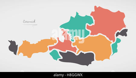 Austria Map with modern round shapes Stock Photo