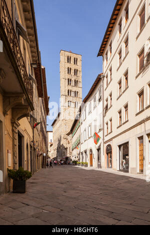 Corso Italia and Pieve della Santa Maria, Arezzo. Stock Photo