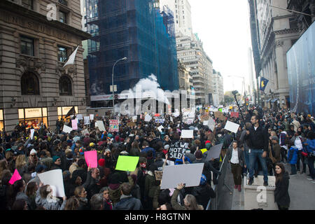 New York, NY, USA. 12th Nov, 2016. Thousands of people rally and march to Trump Tower in protest of president-elect Donald Trump, Saturday, November, 12, 2016 in New York. Credit:  Bryan Smith/ZUMA Wire/Alamy Live News Stock Photo